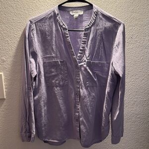 Nine West Lavender Button-Up Blouse